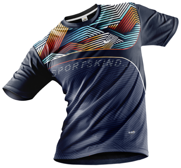 Sports Round Neck Jersey Navy Blue